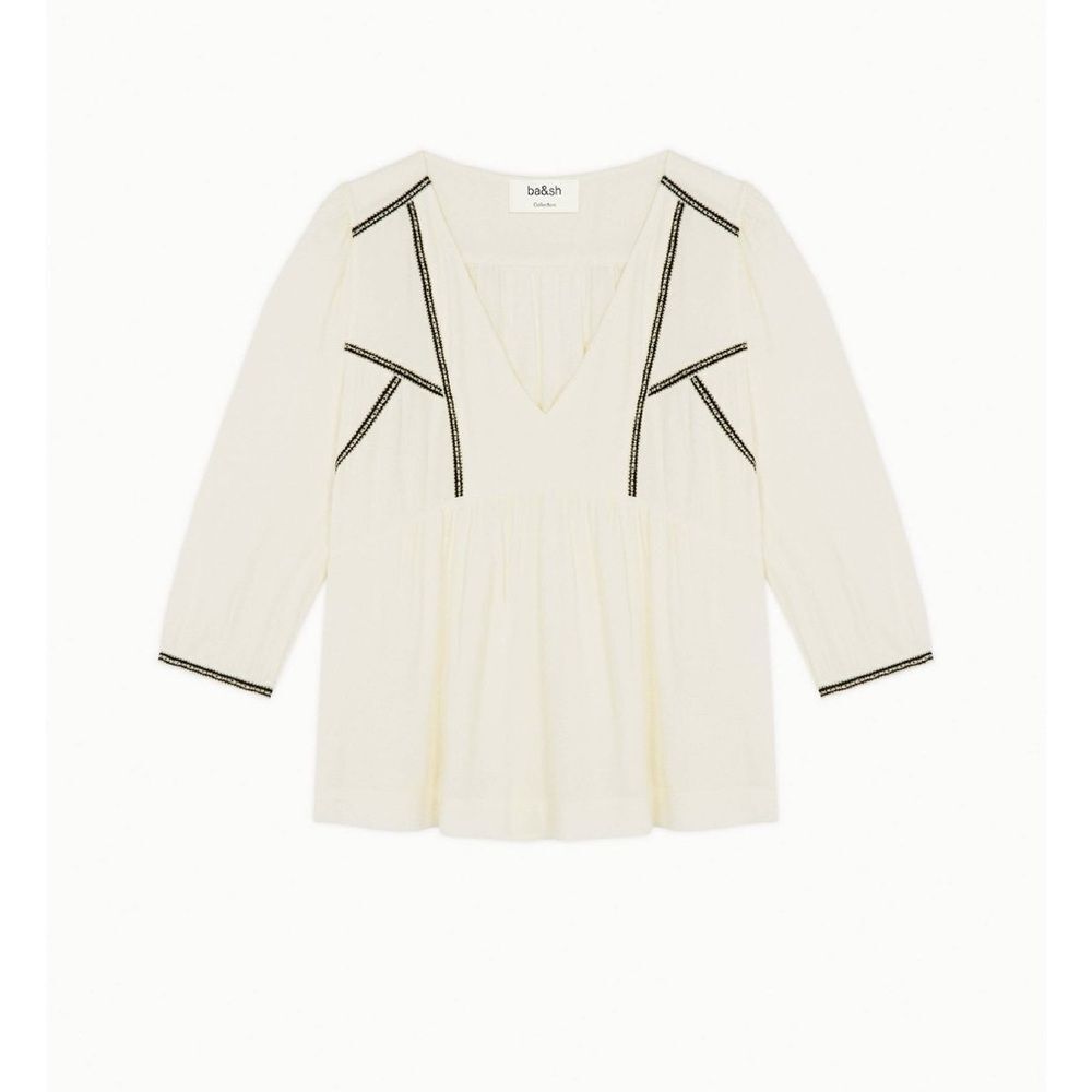 NWT BA&SH AMBER Embroidered Blouse in Ivory - Picture 6 of 13